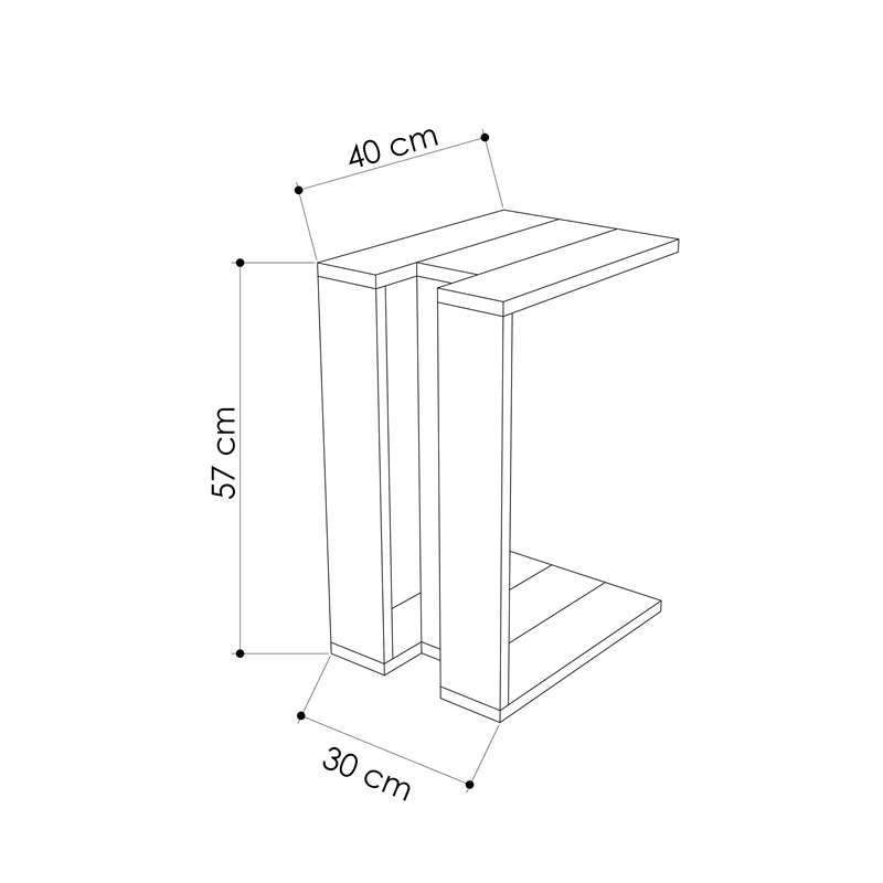 Masa laterala Muju Stejar pentru pat sau canapea, design modern [3]