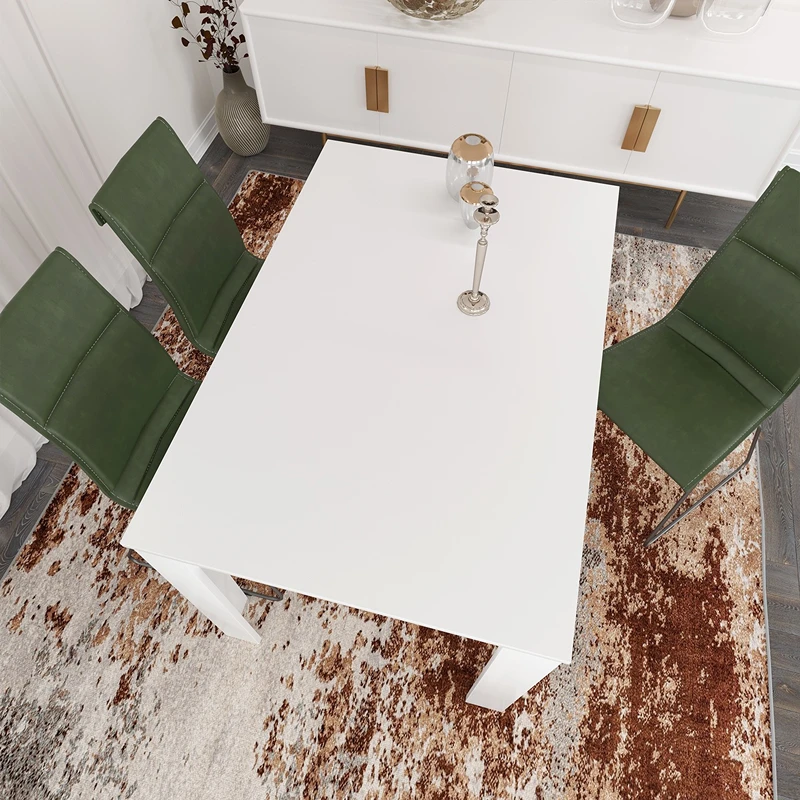 Masa Single 120, alb lucios, 120 cm, design elegant pentru dining [3]