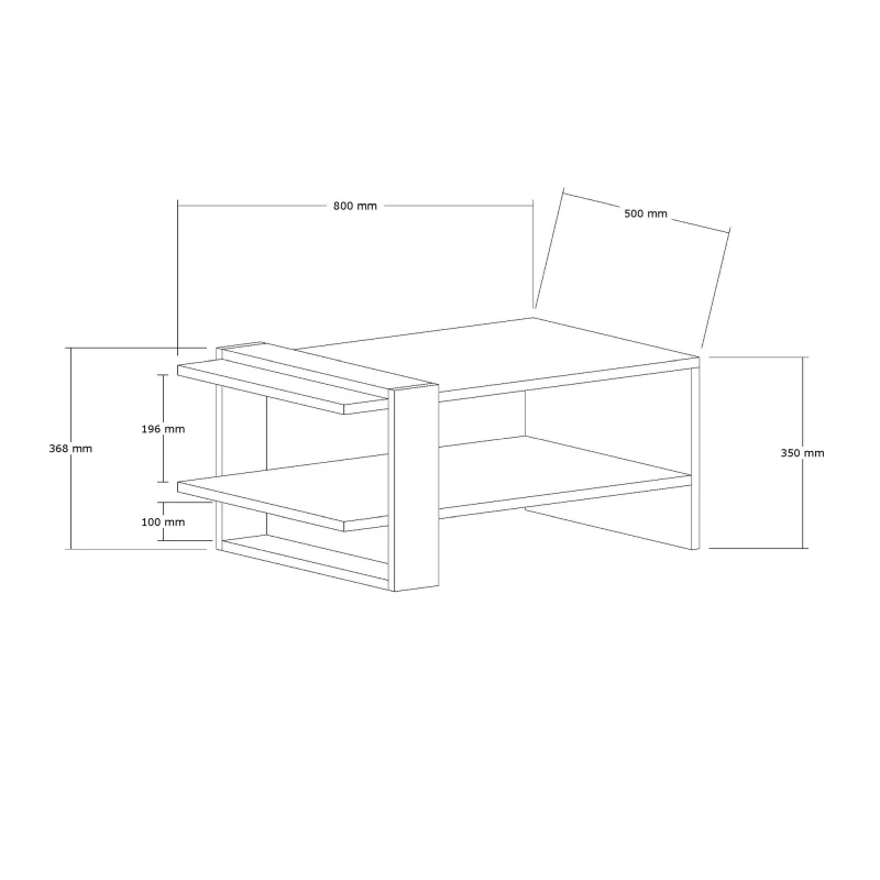 Masuta de cafea Gaye, nuc si alb, cu rafturi, 80 cm [5]