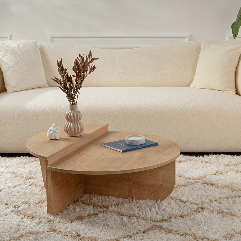 Masuta de cafea Orion stejar auriu, design modern, blat rotund [2]