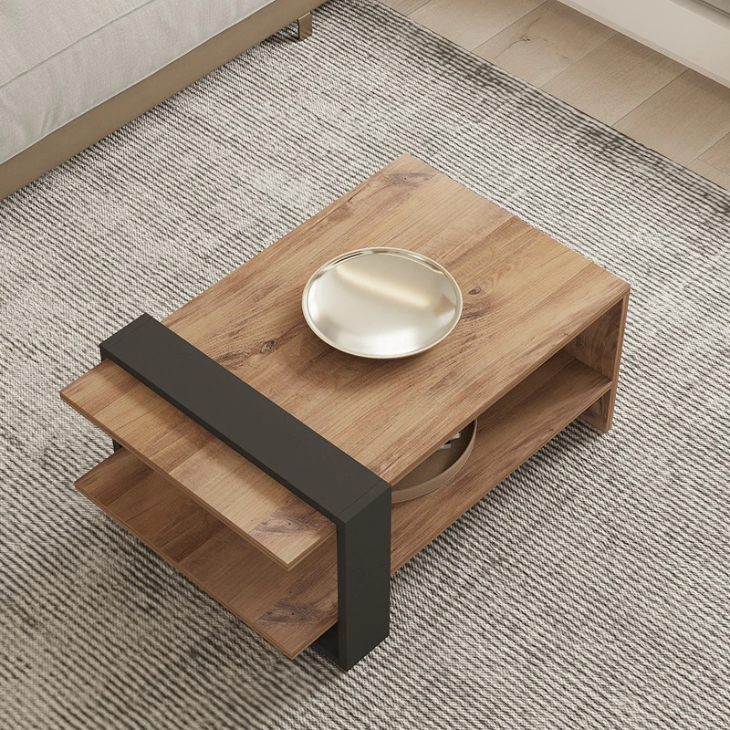 Masuta de cafea Ova, stejar si antracit, design modern, 80 cm [2]