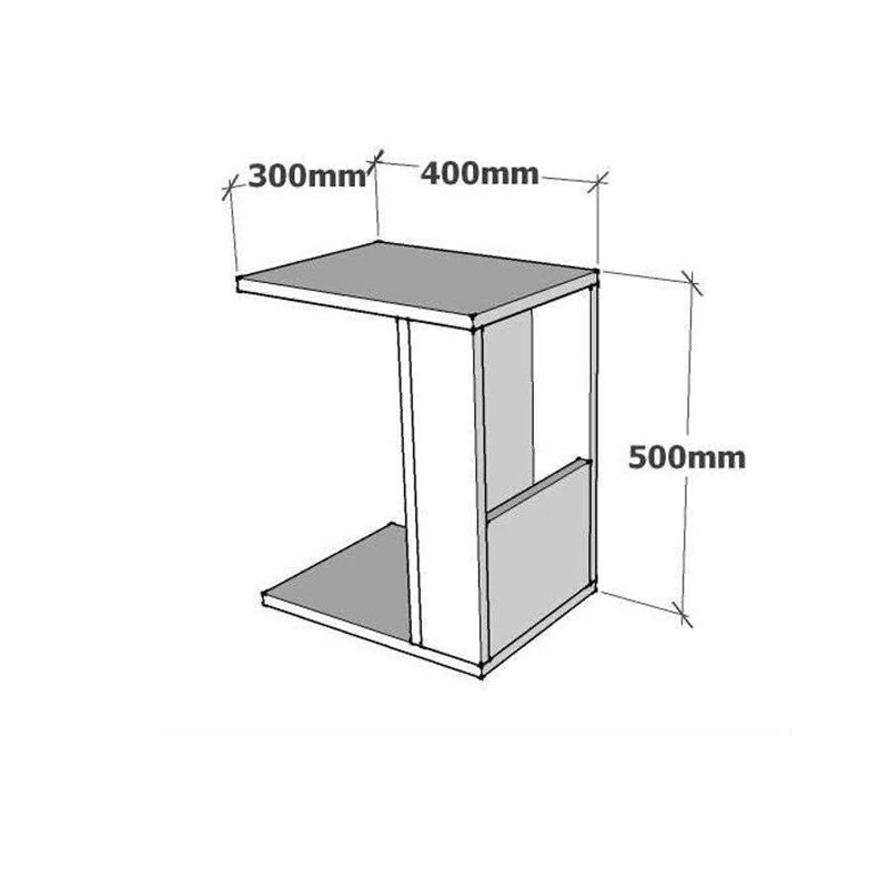 Masuta laterala Star, alba, design compact, spatiu reviste, 30 cm [4]