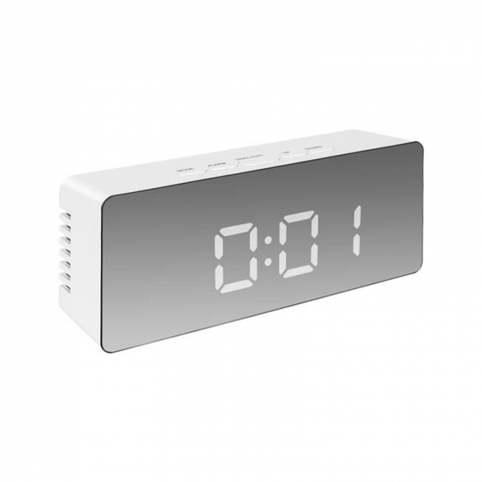 Mini ceas desteptator LED cu termometru si oglinda, dreptunghiular [4]