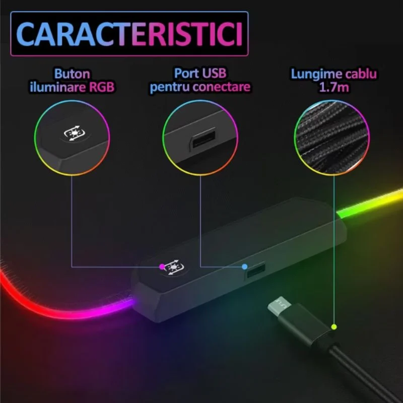 Mouse pad gaming RGB XXL cu iluminare LED [9]
