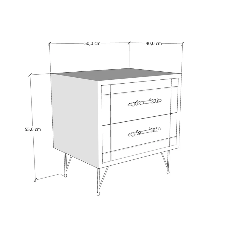 Noptiera Night stejar, negru, cu sertare telescopice si picioare metalice [3]