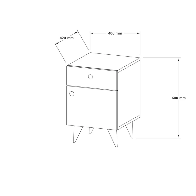 Noptiera Pila, stil clasic, finisaj nuc, cu sertar si rafturi multiple, 40 cm [4]