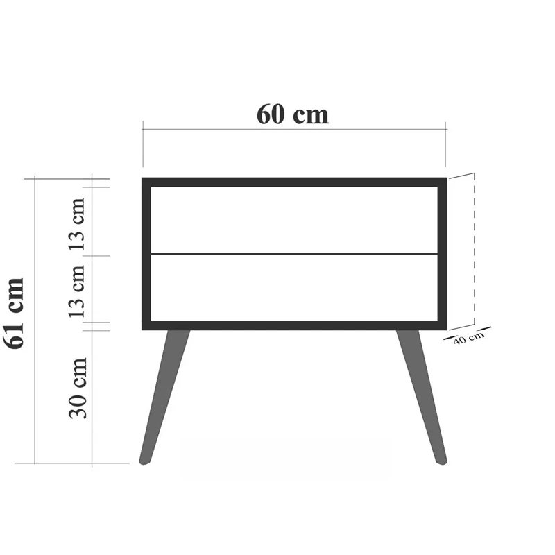 Noptiera Two, stejar sonoma, cu 2 sertare si picioare din lemn, 60 cm [3]