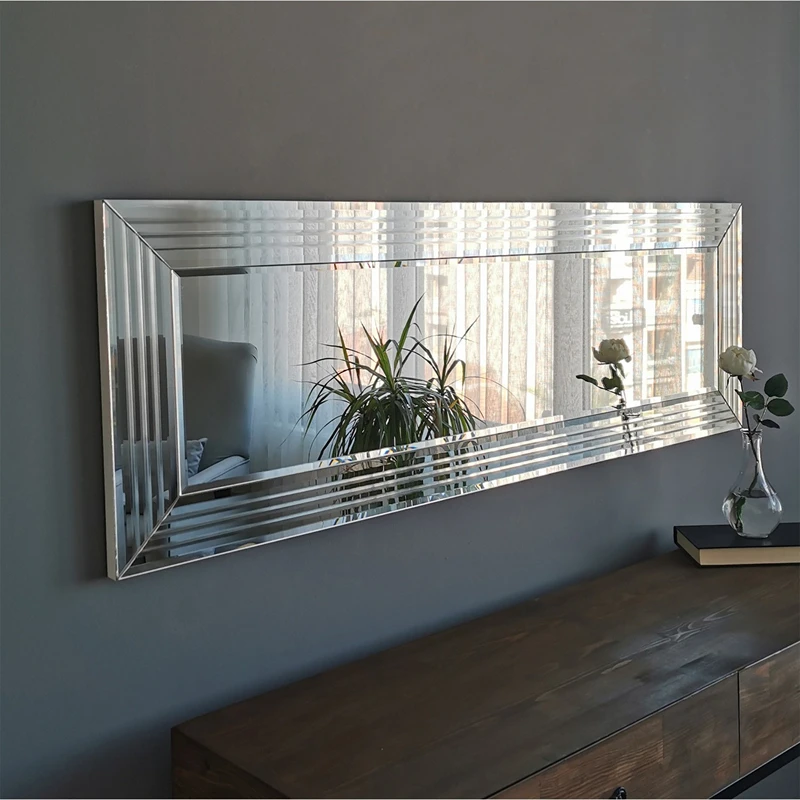 Oglinda dreptunghiulara cu rama argintie, ajustabila, design elegant [6]