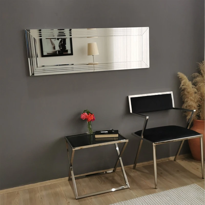 Oglinda dreptunghiulara cu rama argintie, ajustabila, design elegant [3]