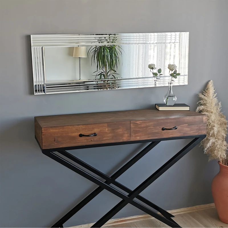 Oglinda dreptunghiulara cu rama argintie, design sofisticat si modern [5]