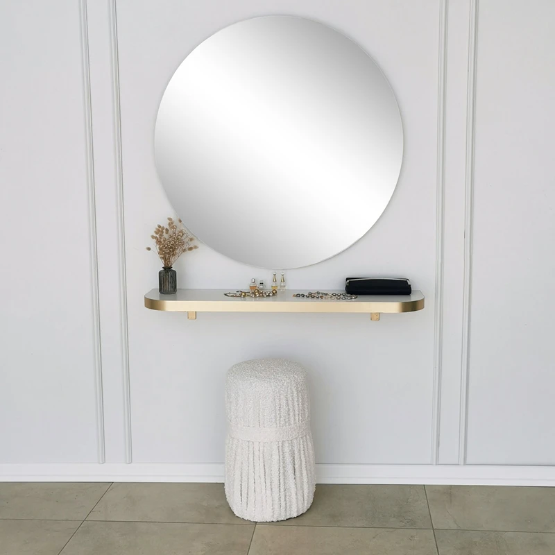 Oglinda Gold 90 aurie, design rotund, stil contemporan [2]