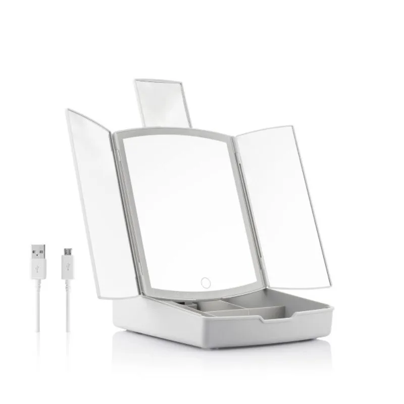 Oglinda machiaj cu led si organizator cosmetice [11]