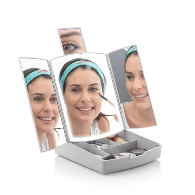 Oglinda machiaj cu led si organizator cosmetice [8]