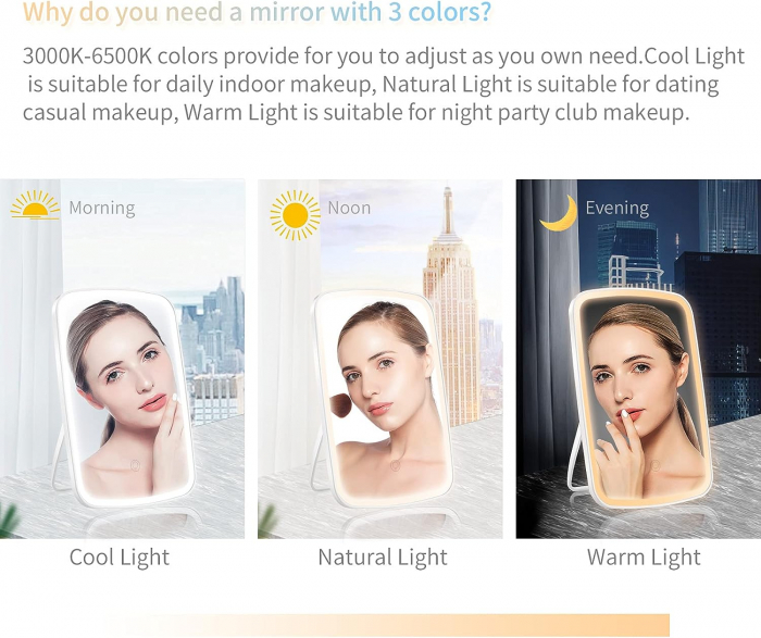 Oglinda make up de birou cu 33 led-uri si reincarcare USB [10]