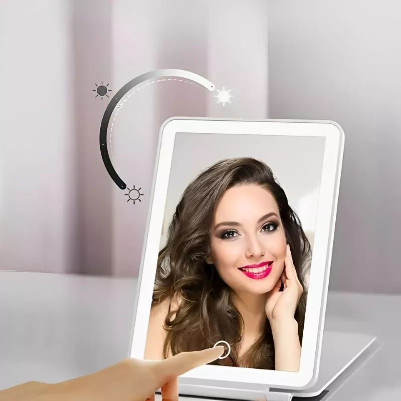 Oglinda make up de calatorie cu 72 led-uri pliabila si reincarcabila [8]