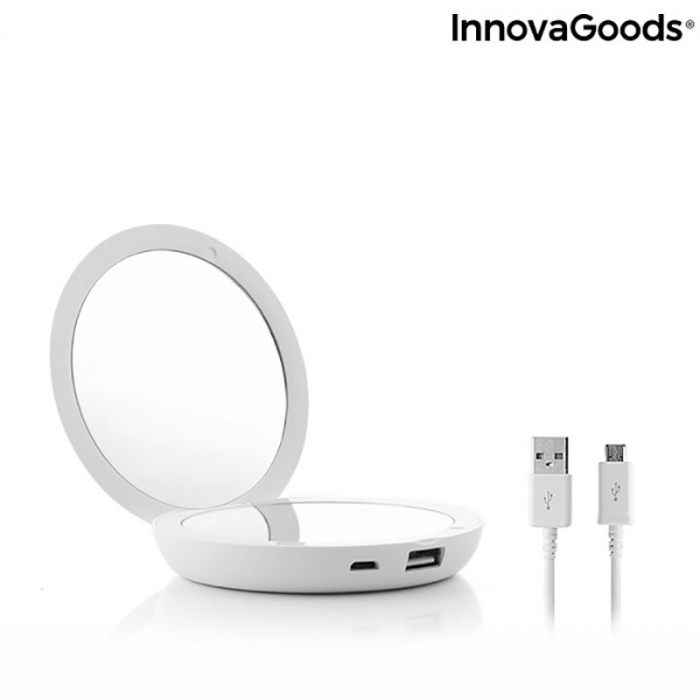 Oglinda machiaj cu becuri led si baterie externa smartphone [5]