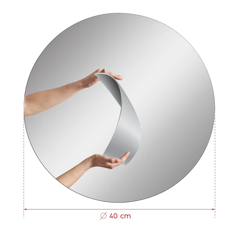 Oglinda rotunda, argintie, 40 cm diametru, acrilica, fixare fara gauri [3]