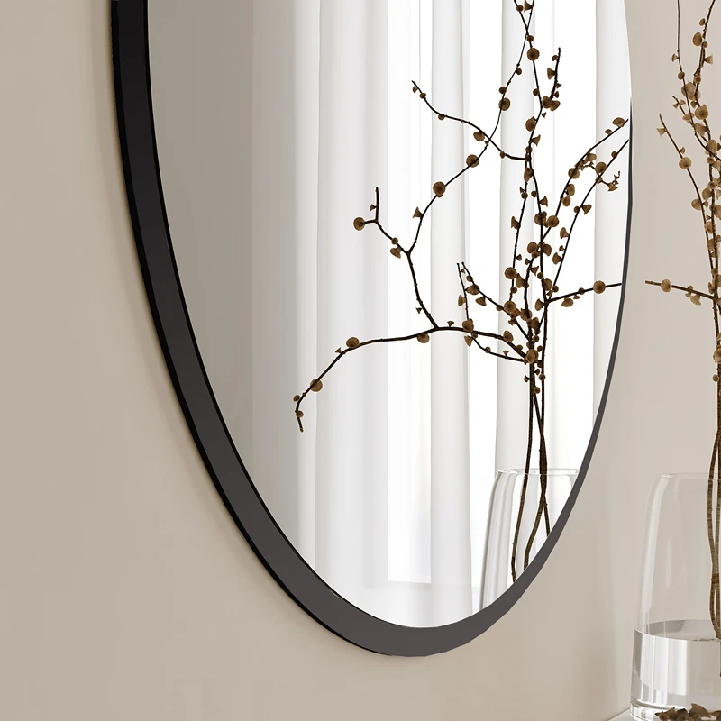 Oglinda rotunda decorativa cu rama neagra, stil modern, rama subtire [3]