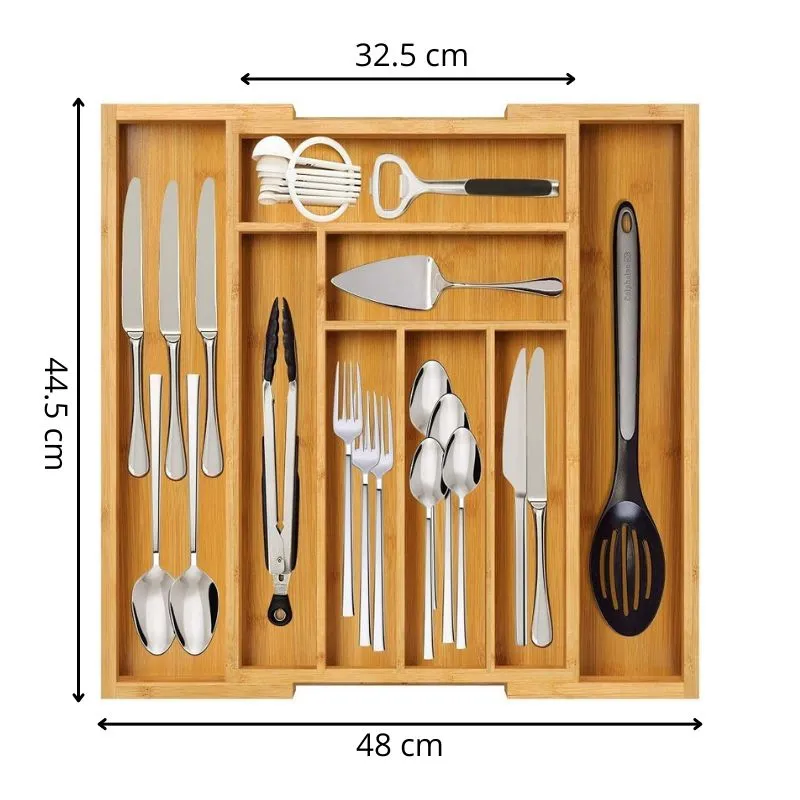 Organizator ajustabil din bambus pentru tacamuri 8 compartimente [8]