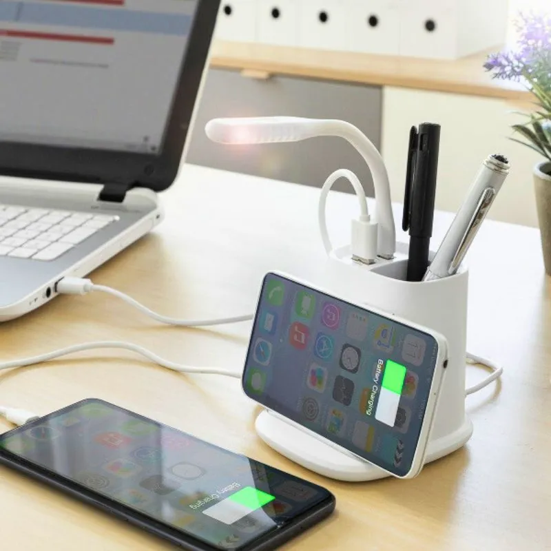 Organizator birou cu lampa led si incarcator wireless THE desKING [3]