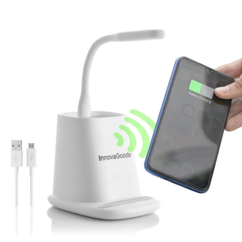Organizator birou cu lampa led si incarcator wireless THE desKING [6]