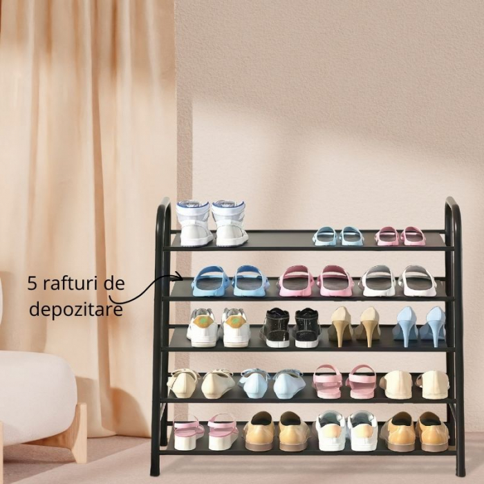 Organizator incaltaminte negru, 5 niveluri [5]