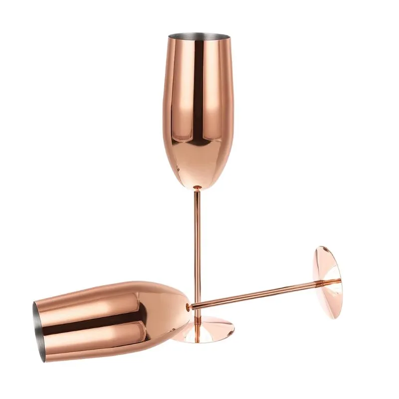 Pahar sampanie din Otel inoxidabil Rose Gold [8]