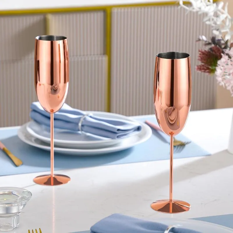 Pahar sampanie din Otel inoxidabil Rose Gold [5]