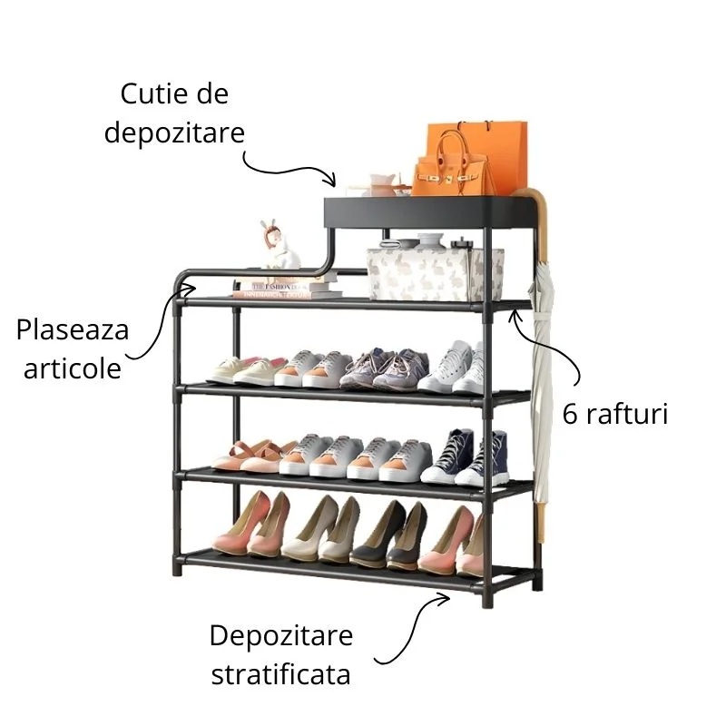 Pantofar negru sase niveluri cu raft superior [7]