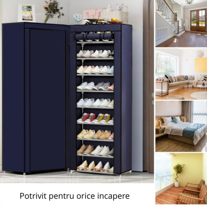 Pantofar textil 9 rafturi cu husa si fermoar [5]
