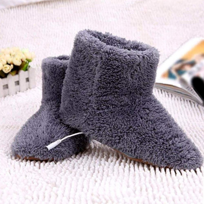Papuci de casa inalti, Gadget cu incalzire prin USB, gri, Barbatesti [2]