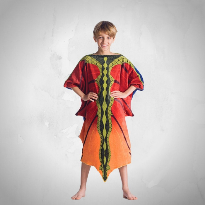 Patura cu maneci pentru copii, Fluture dragon, 240g/mp [3]