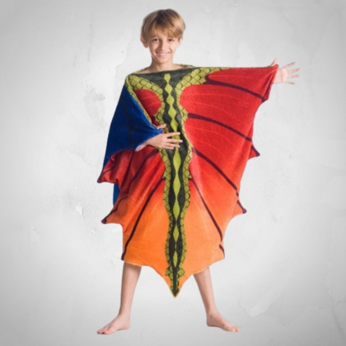 Patura cu maneci pentru copii, Fluture dragon, 240g/mp [4]