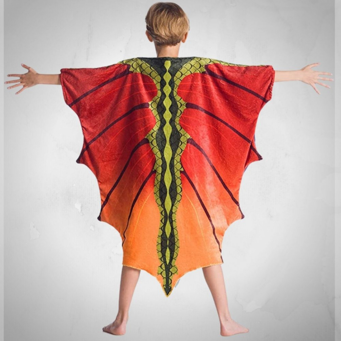 Patura cu maneci pentru copii, Fluture dragon, 240g/mp [2]