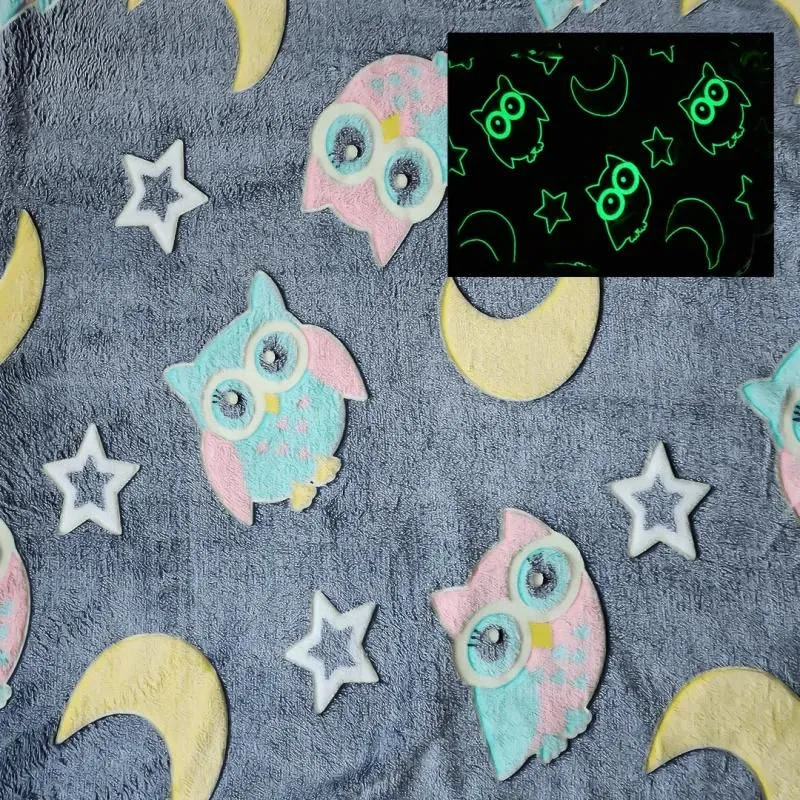 Patura Fosforescenta cu Bufnite Flanel 130 x 150 cm [8]