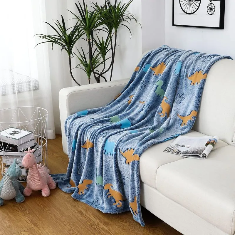 Patura Fosforescenta cu Dinozauri Flanel 130 x 150 cm [2]