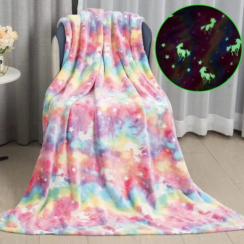 Patura Fosforescenta cu Unicorni Flanel 130 x 150 cm [4]