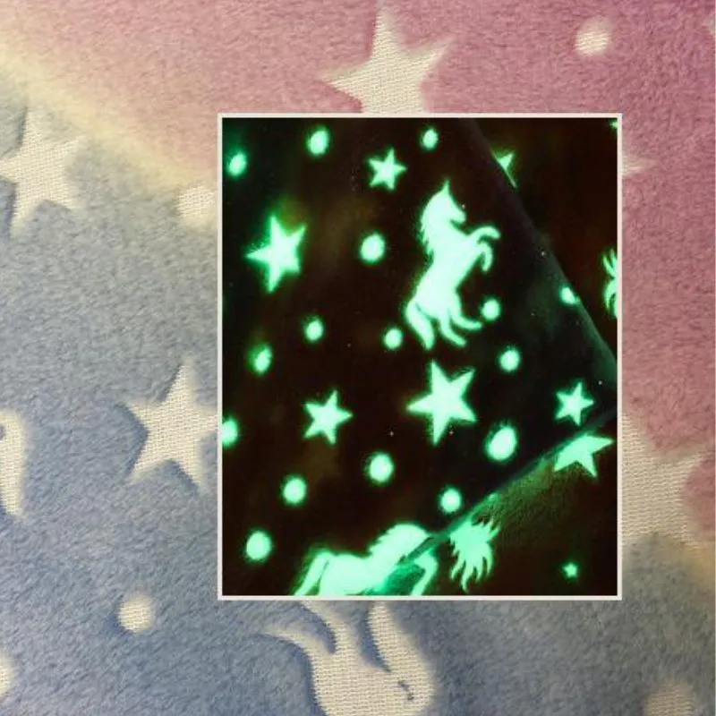 Patura Fosforescenta cu Unicorni Flanel 130 x 150 cm [9]