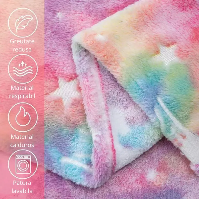 Patura Fosforescenta cu Unicorni Flanel 130 x 150 cm [5]