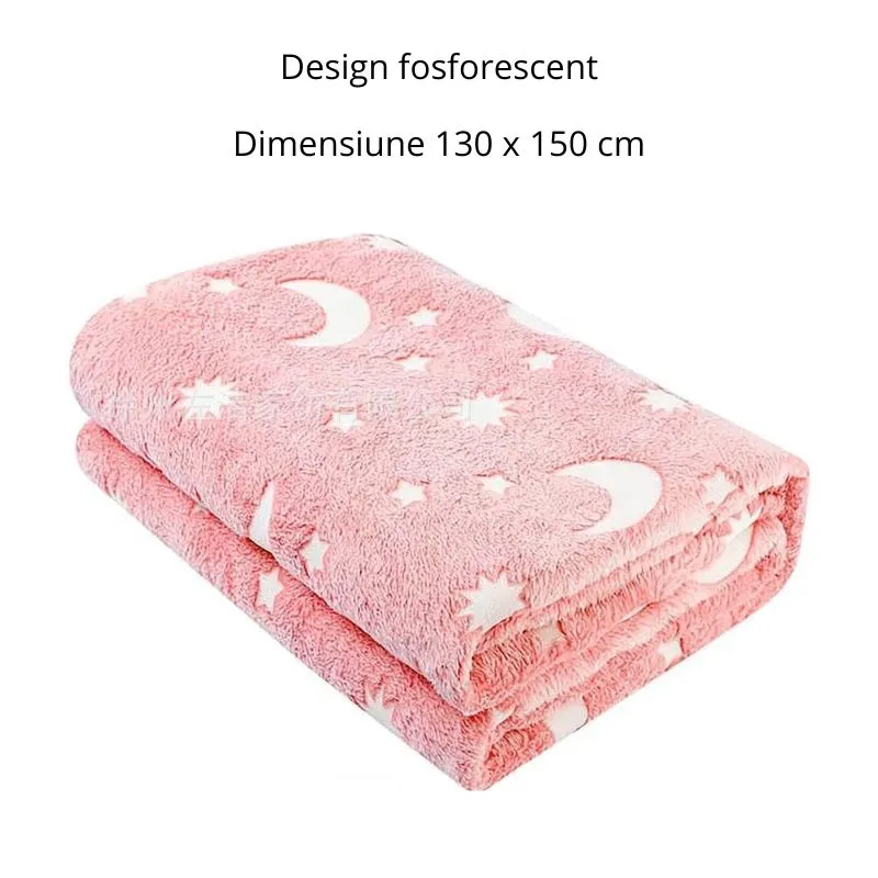 Patura Luna Fosforescenta Roz Flanel  130 x 150 cm [8]