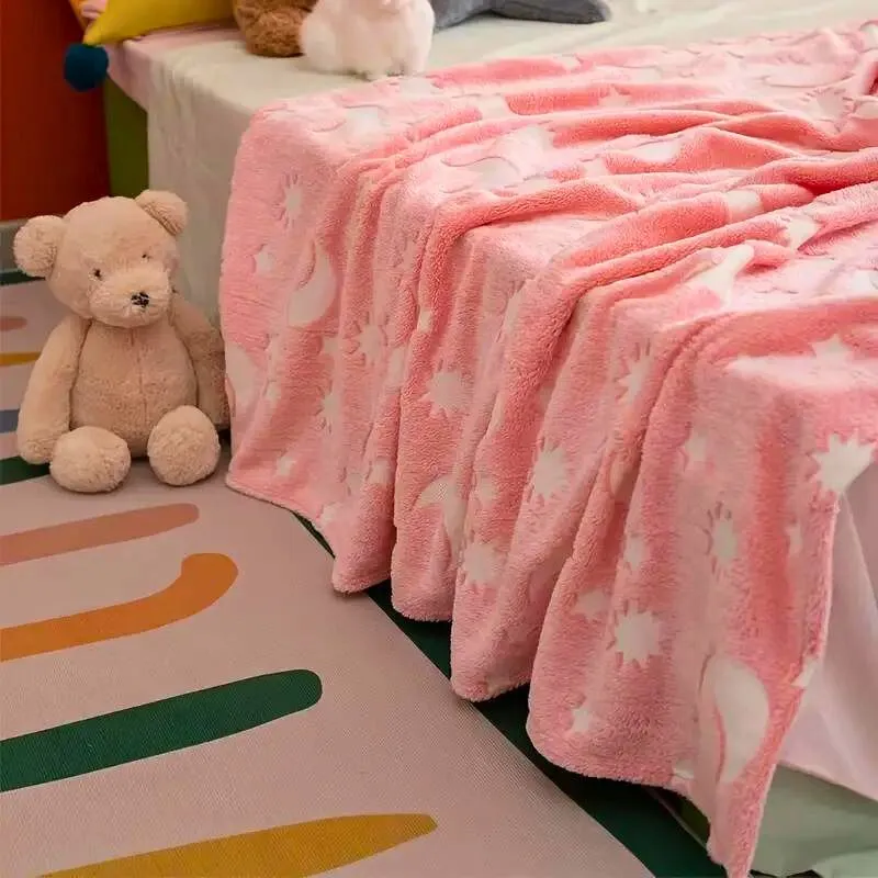 Patura Luna Fosforescenta Roz Flanel  130 x 150 cm [2]