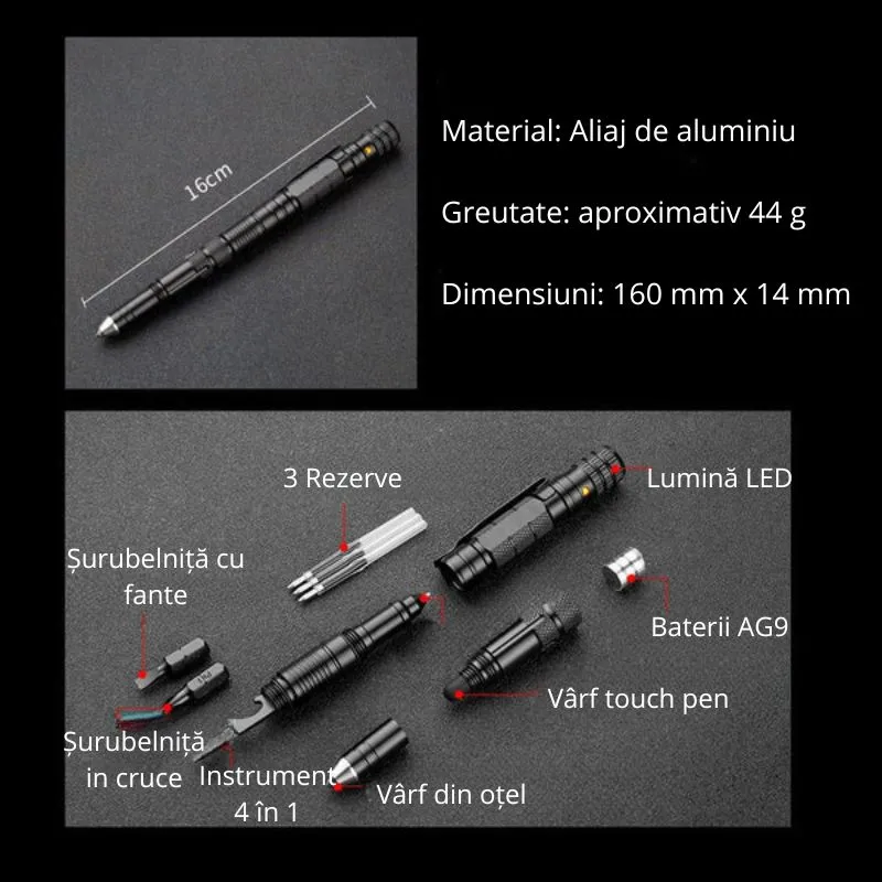 Pix tactic multifunctional 4 in 1 cu lanterna, ToolPen 007 [11]