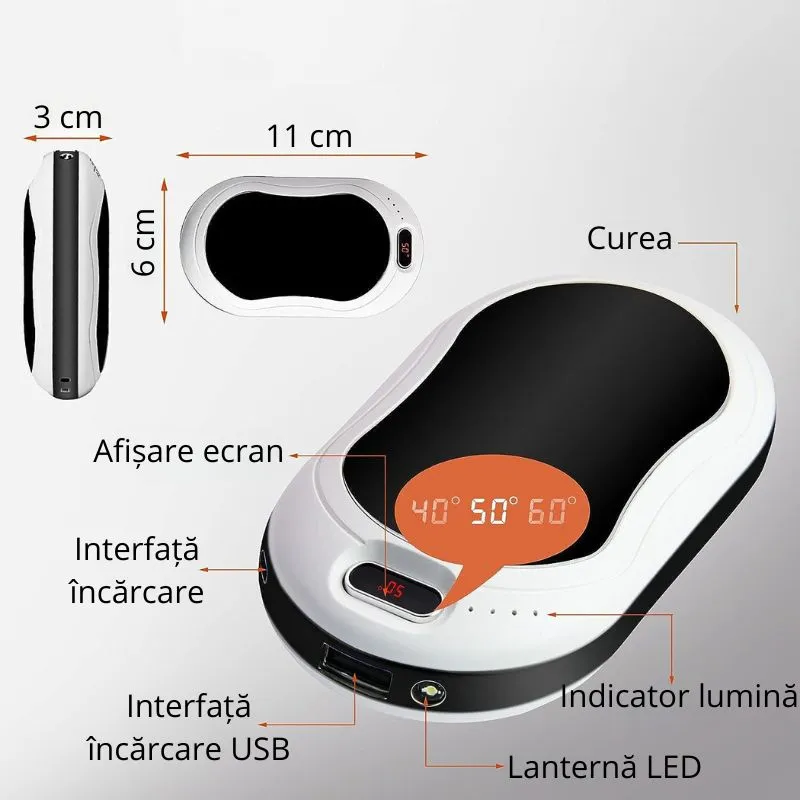 Powerbank cu incalzire pentru maini 55 grade Bucuria frigurosilor 10000mAh [16]