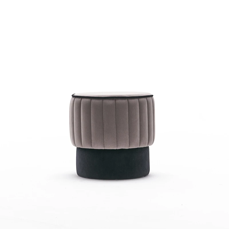 Puf Rose, gri, catifea, baza din lemn, confortabil si elegant [5]