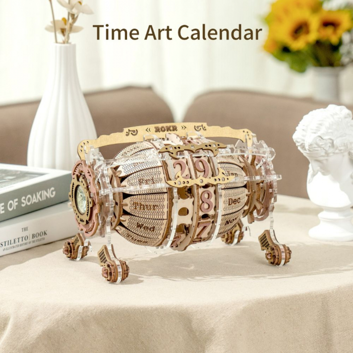 Puzzle 3 Ceas Calendar Masina Timpului, Mecanic, Robotime [4]