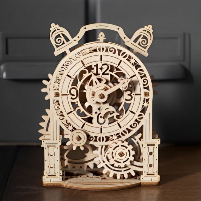 Puzzle 3D Ceas cu alarma Vintage din lemn, Ugears [3]
