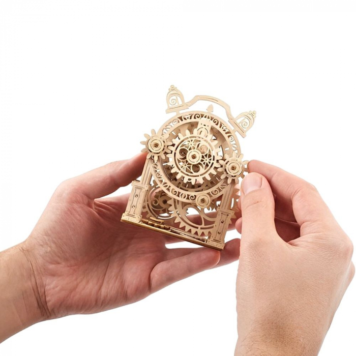 Puzzle 3D Ceas cu alarma Vintage din lemn, Ugears [6]
