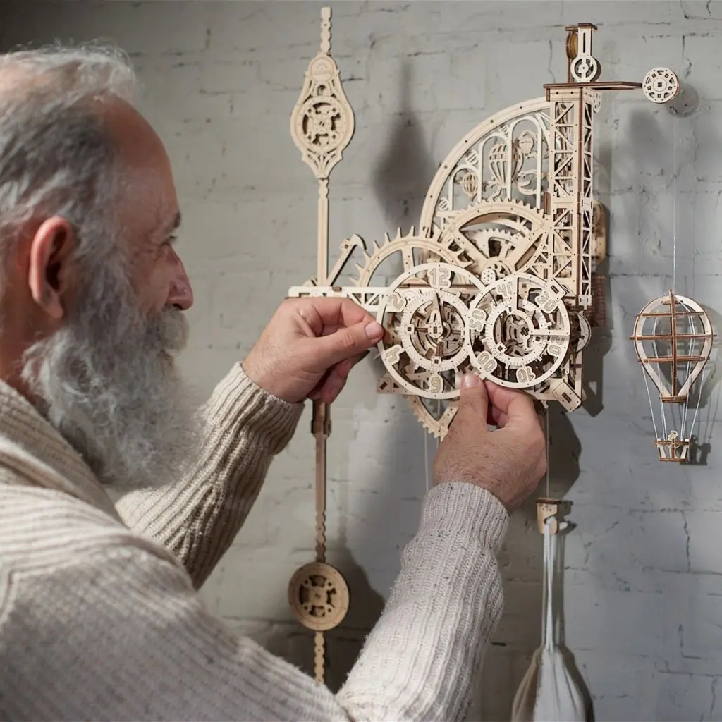 Puzzle 3D Ceas de perete cu pendul, Ugears [2]