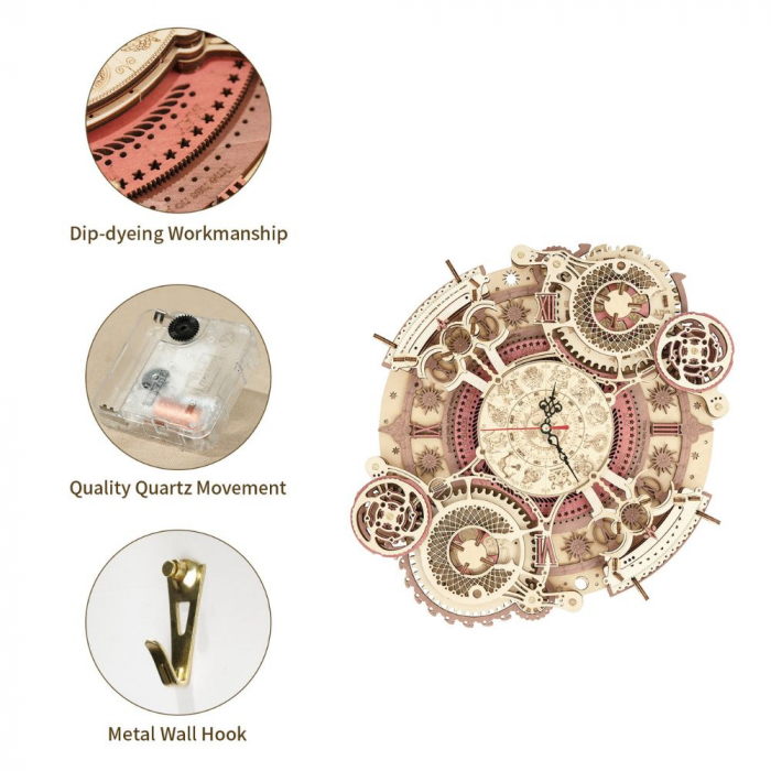 Puzzle 3D Ceas de perete Zodiac, Mecanic, Robotime [6]