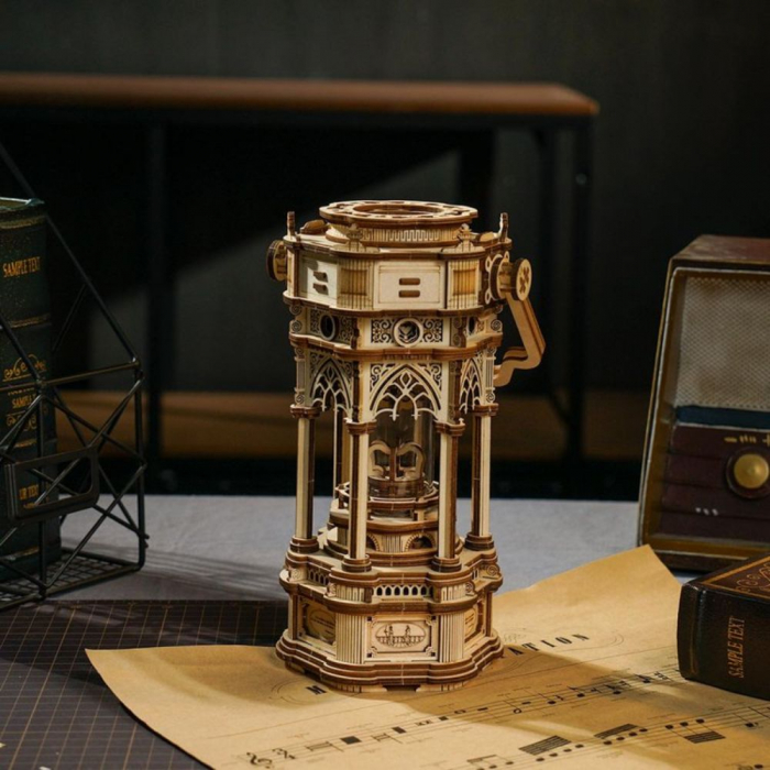 Puzzle 3D Cutie Muzicala, Lantera din Era Victoriana, Lemn, Robotime [1]